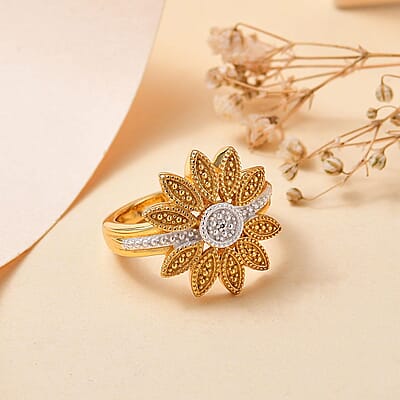 Karis Diamond Accent Flower Ring in 18K YG Plated (Size 10)
