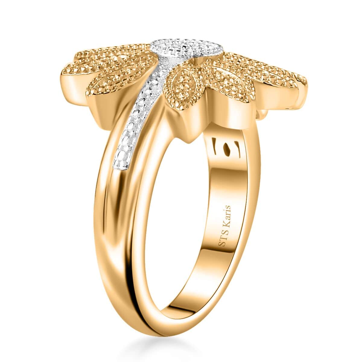 Karis Diamond Accent Flower Ring in 18K YG Plated (Size 10) image number 3