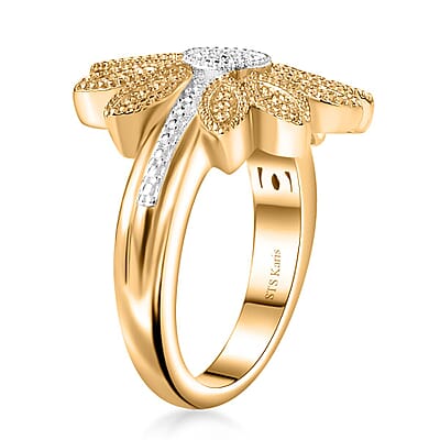 Karis Diamond Accent Flower Ring in 18K YG Plated (Size 10)