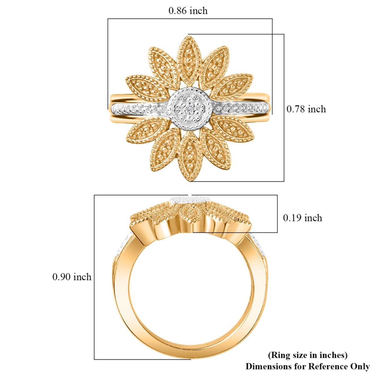 Karis Diamond Accent Flower Ring in 18K YG Plated (Size 10) image number 5