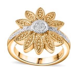 Karis Diamond Accent Flower Ring in 18K YG Plated (Size 7.0)