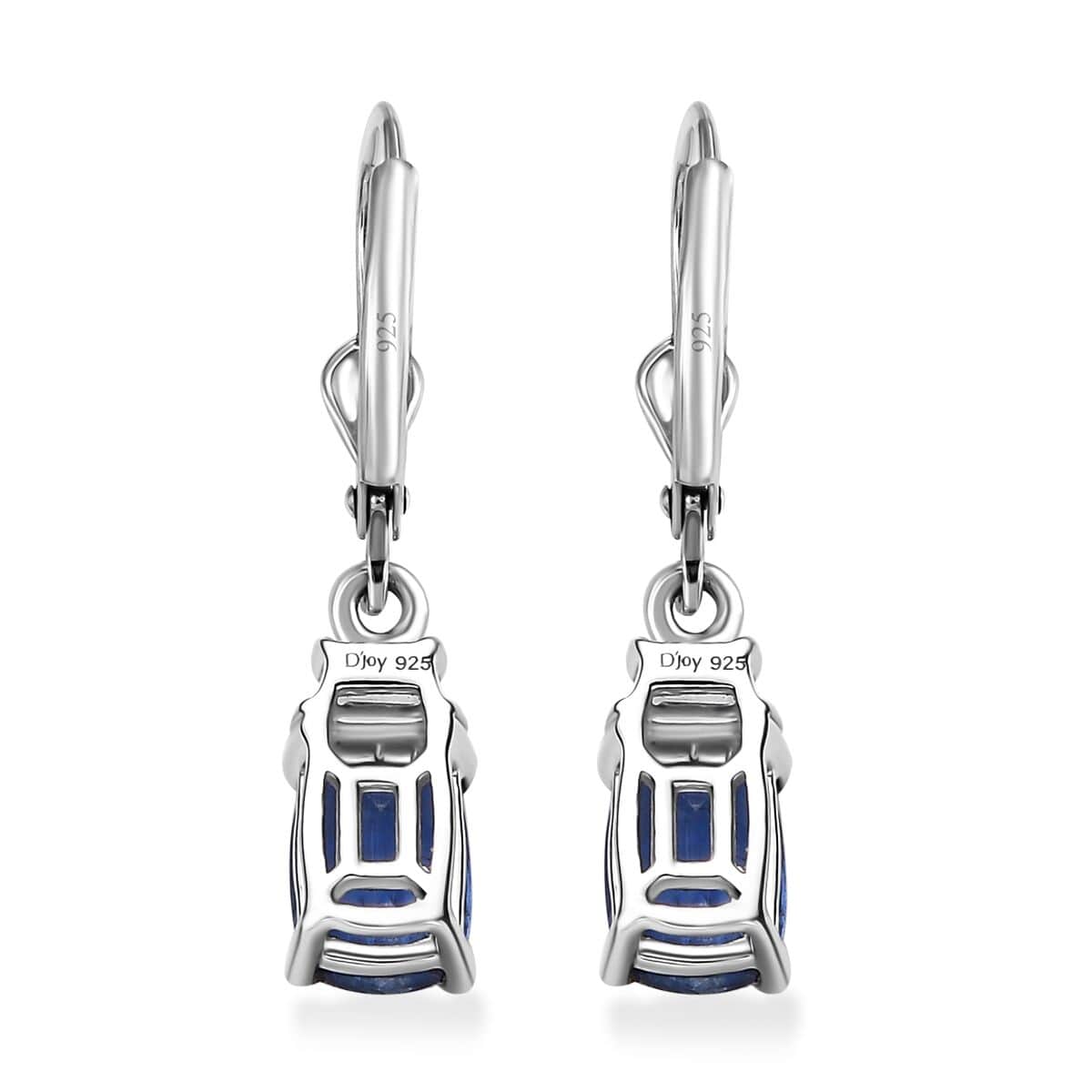 Kashmir kyanite and White Zircon 3.00 ctw Lever Back Earrings in Rhodium Over Sterling Silver image number 3