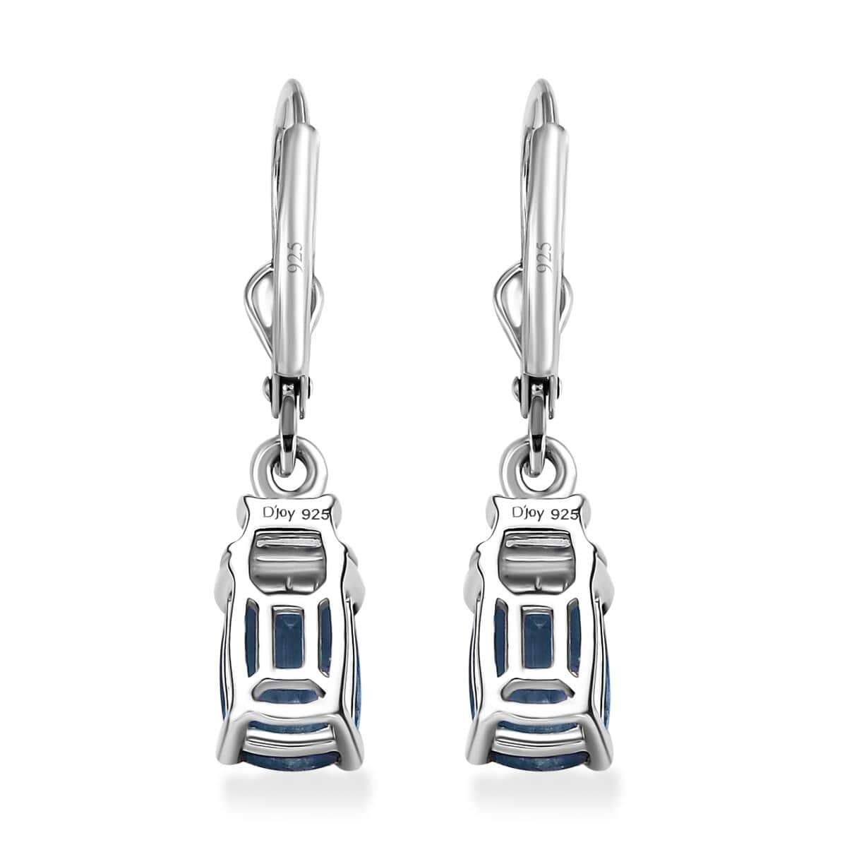 Indigo Kyanite and White Zircon 2.60 ctw Lever Back Earrings in Rhodium Over Sterling Silver image number 3