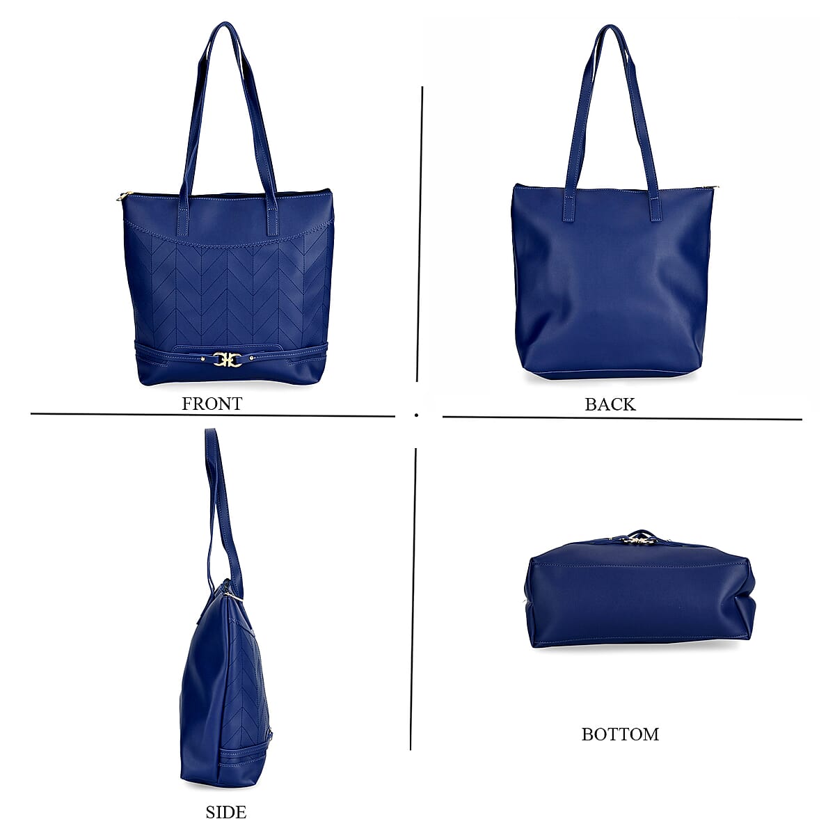 Set of 3 Bags, Navy Faux Leather Tote Bag, Crossbody Bag and Wrist Bag image number 2