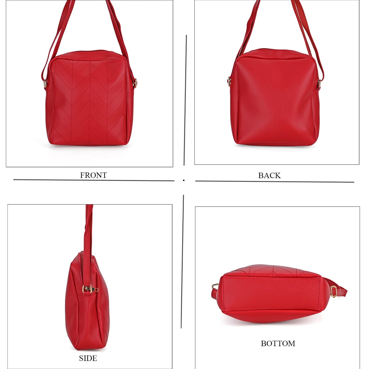 Set of 3 Bags, Red Faux Leather Tote Bag, Crossbody Bag and Wrist Bag image number 4