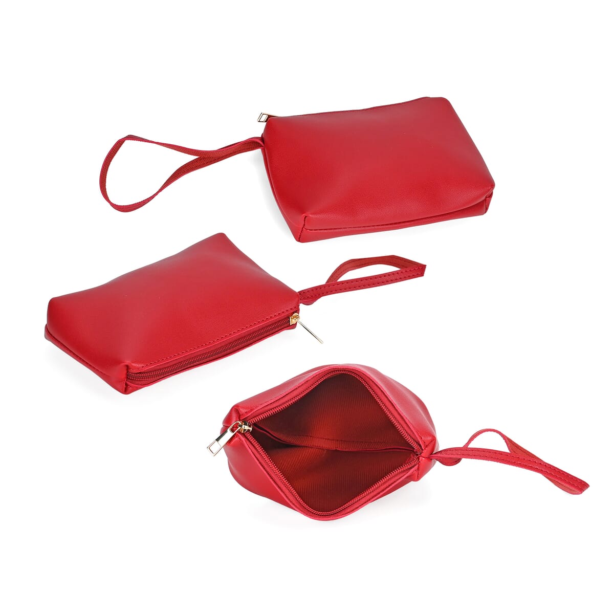 Set of 3 Bags, Red Faux Leather Tote Bag, Crossbody Bag and Wrist Bag image number 6