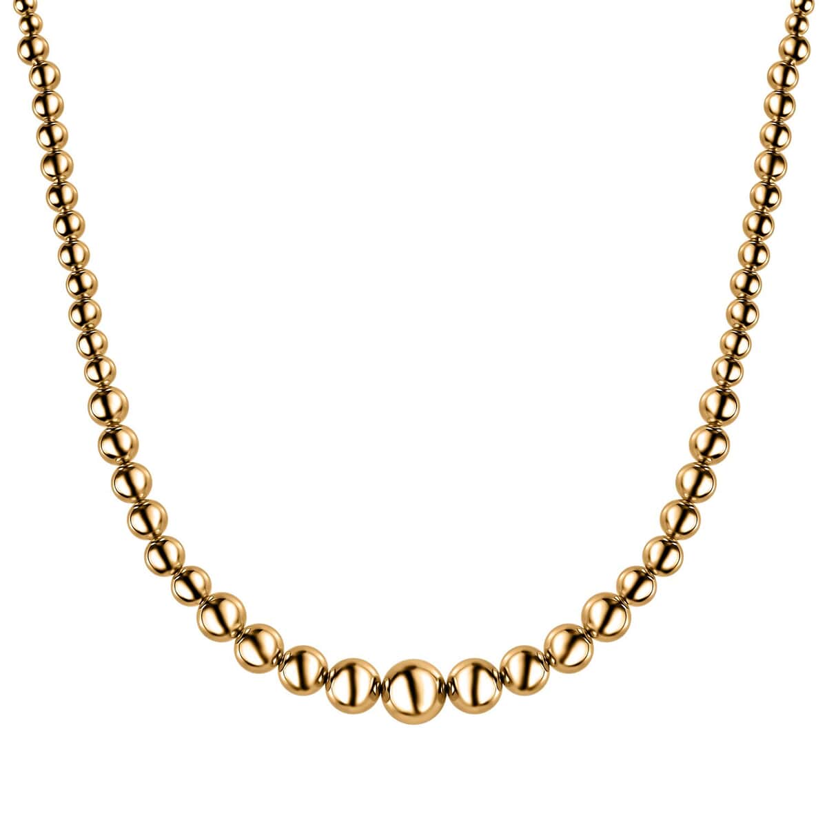 Artisan Crafted Graduated Beaded Necklace in 14K Yellow Gold Over Sterling Silver 17.85 Grams 20 Inches image number 0