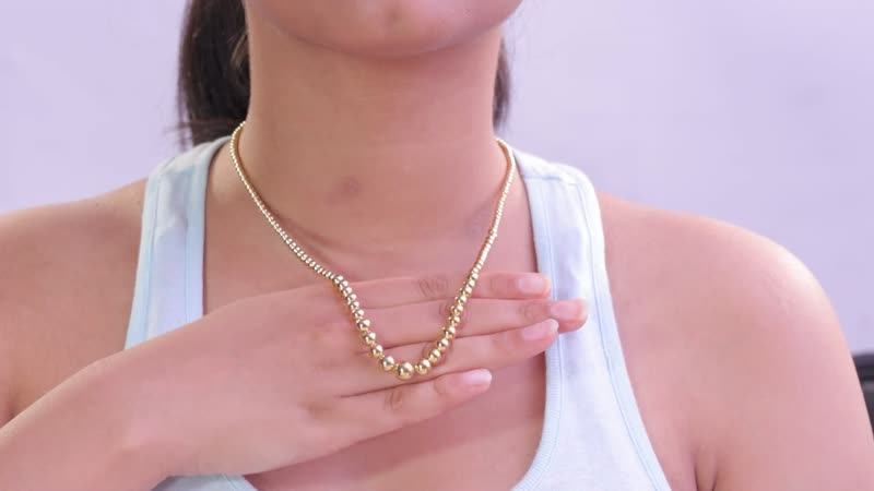 Artisan Crafted Graduated Beaded Necklace in 14K Yellow Gold Over Sterling Silver 17.85 Grams 20 Inches