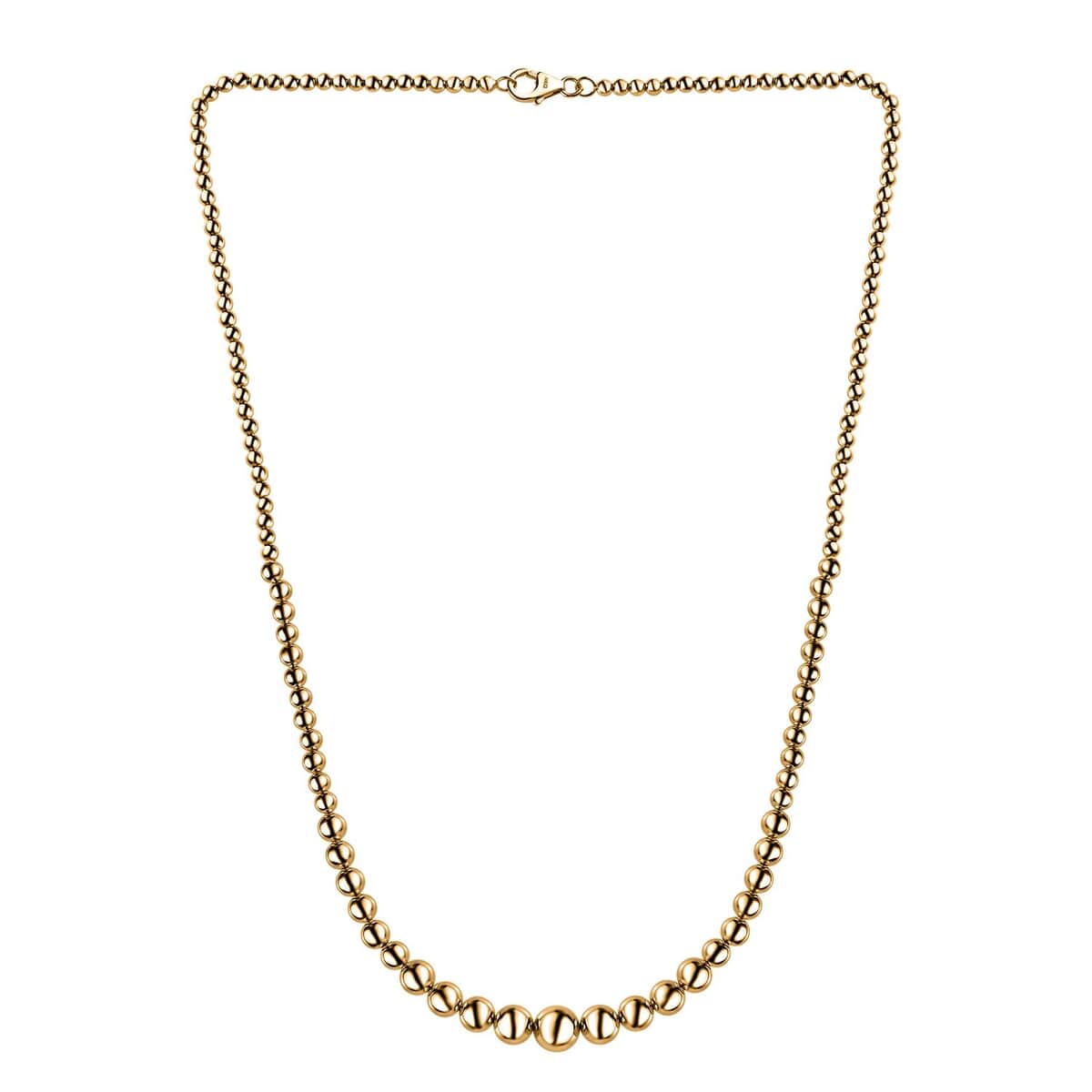 Artisan Crafted Graduated Beaded Necklace in 14K Yellow Gold Over Sterling Silver 17.85 Grams 20 Inches image number 3