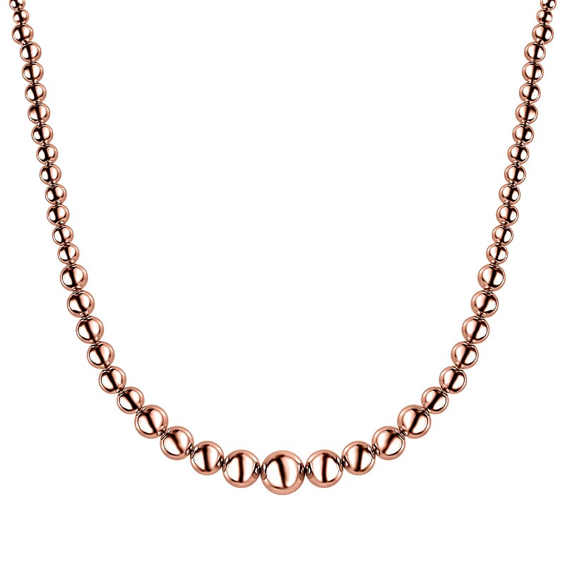 Artisan Crafted Graduated Beaded Necklace in 14K Rose Gold Over Sterling Silver 17.85 Grams 20 Inches