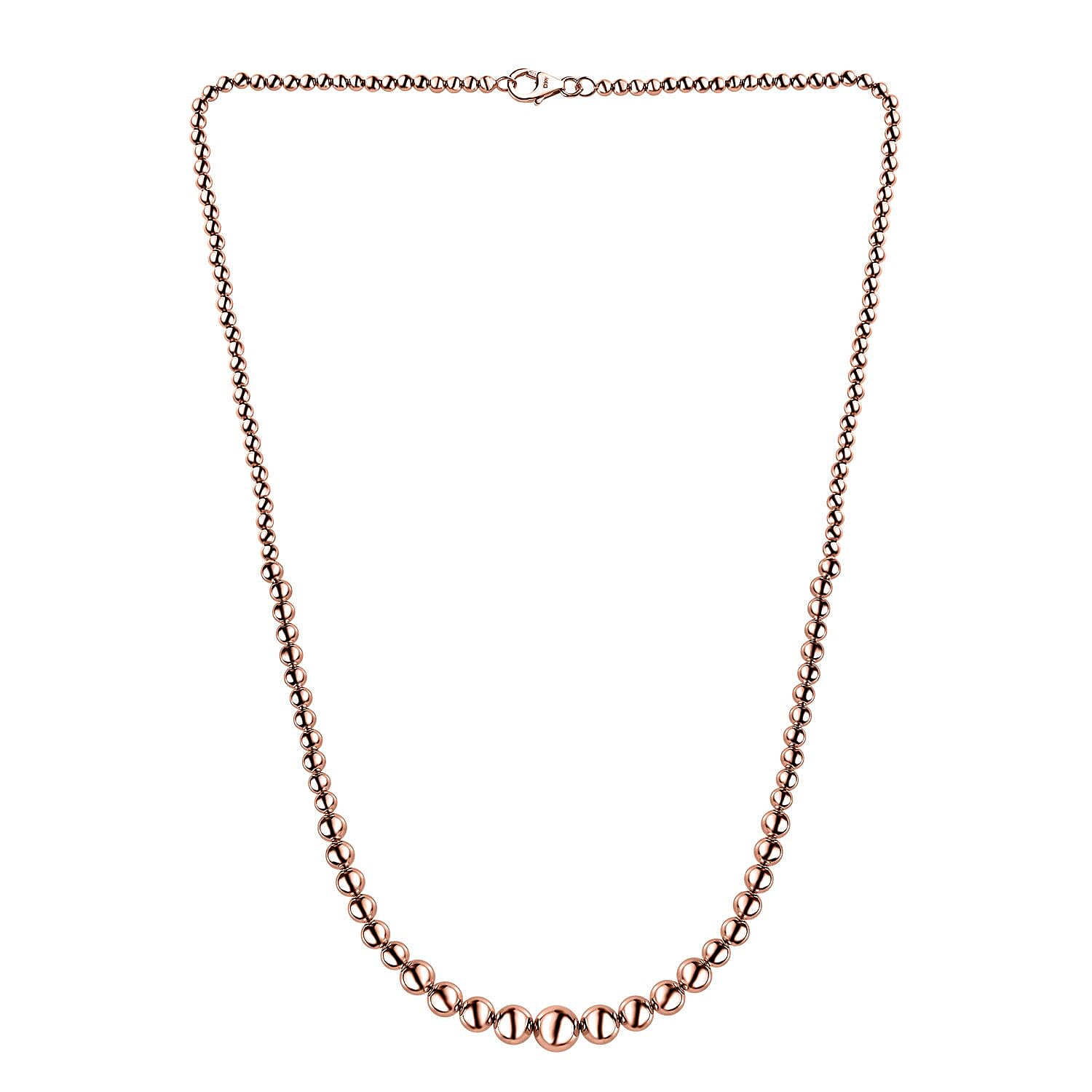 Artisan Crafted Graduated Beaded Necklace in 14K Rose Gold Over Sterling Silver 17.85 Grams 20 Inches