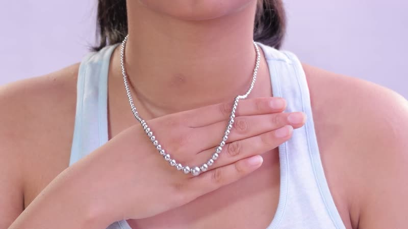 Artisan Crafted Graduated Beaded Necklace in Platinum Over Sterling Silver 17.85 Grams 20 Inches