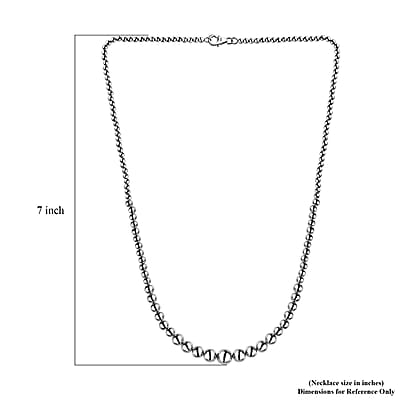Artisan Crafted Graduated Beaded Necklace in Platinum Over Sterling Silver 17.85 Grams 20 Inches