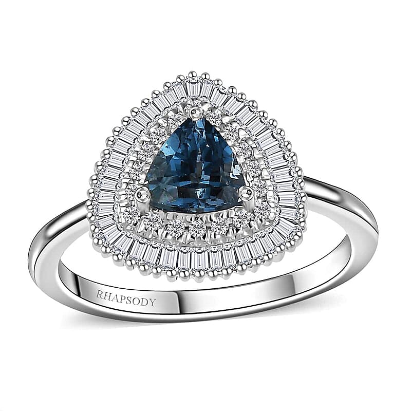 Certified & Appraised Rhapsody AAAA Santa Maria Aquamarine and E-F VS Diamond 0.95 ctw Ring in 950 Platinum (Size 6.0) 5.60 Grams
