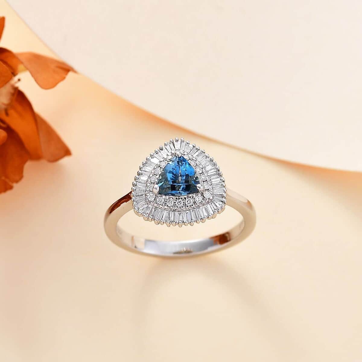 Certified & Appraised Rhapsody AAAA Santa Maria Aquamarine and E-F VS Diamond 0.95 ctw Ring in 950 Platinum (Size 6.0) 5.60 Grams image number 1