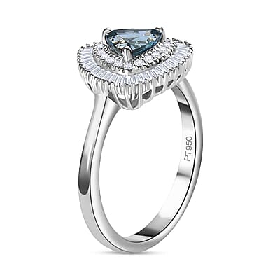 Certified & Appraised Rhapsody AAAA Santa Maria Aquamarine and E-F VS Diamond 0.95 ctw Ring in 950 Platinum (Size 6.0) 5.60 Grams
