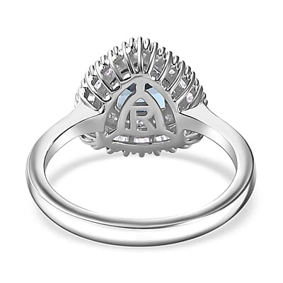 Certified & Appraised Rhapsody AAAA Santa Maria Aquamarine and E-F VS Diamond 0.95 ctw Ring in 950 Platinum (Size 6.0) 5.60 Grams