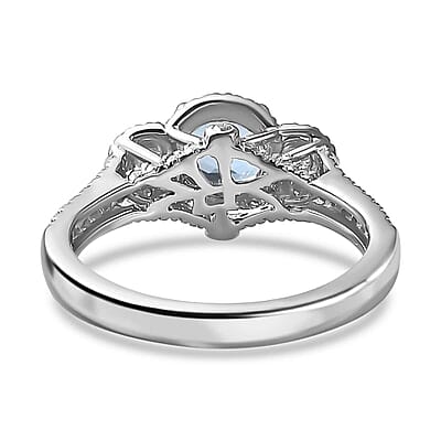 Certified & Appraised Rhapsody AAAA Santa Maria Aquamarine and E-F VS2 Diamond 1.48 ctw Ring in 950 Platinum (Size 6.0) 6.25 Gram