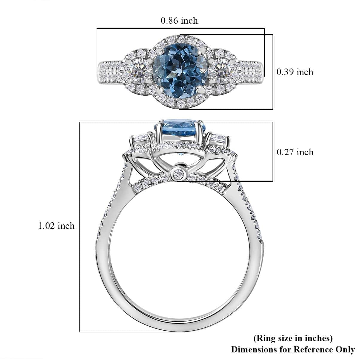 Certified & Appraised Rhapsody AAAA Santa Maria Aquamarine and E-F VS2 Diamond 1.48 ctw Ring in 950 Platinum (Size 6.0) 6.25 Gram image number 5