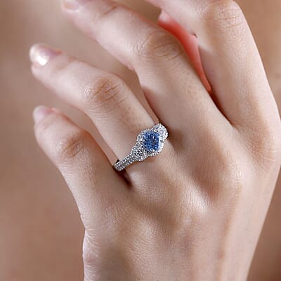 Certified & Appraised Rhapsody AAAA Santa Maria Aquamarine and E-F VS2 Diamond 1.48 ctw Ring in 950 Platinum (Size 8.0) 6.25 Gram