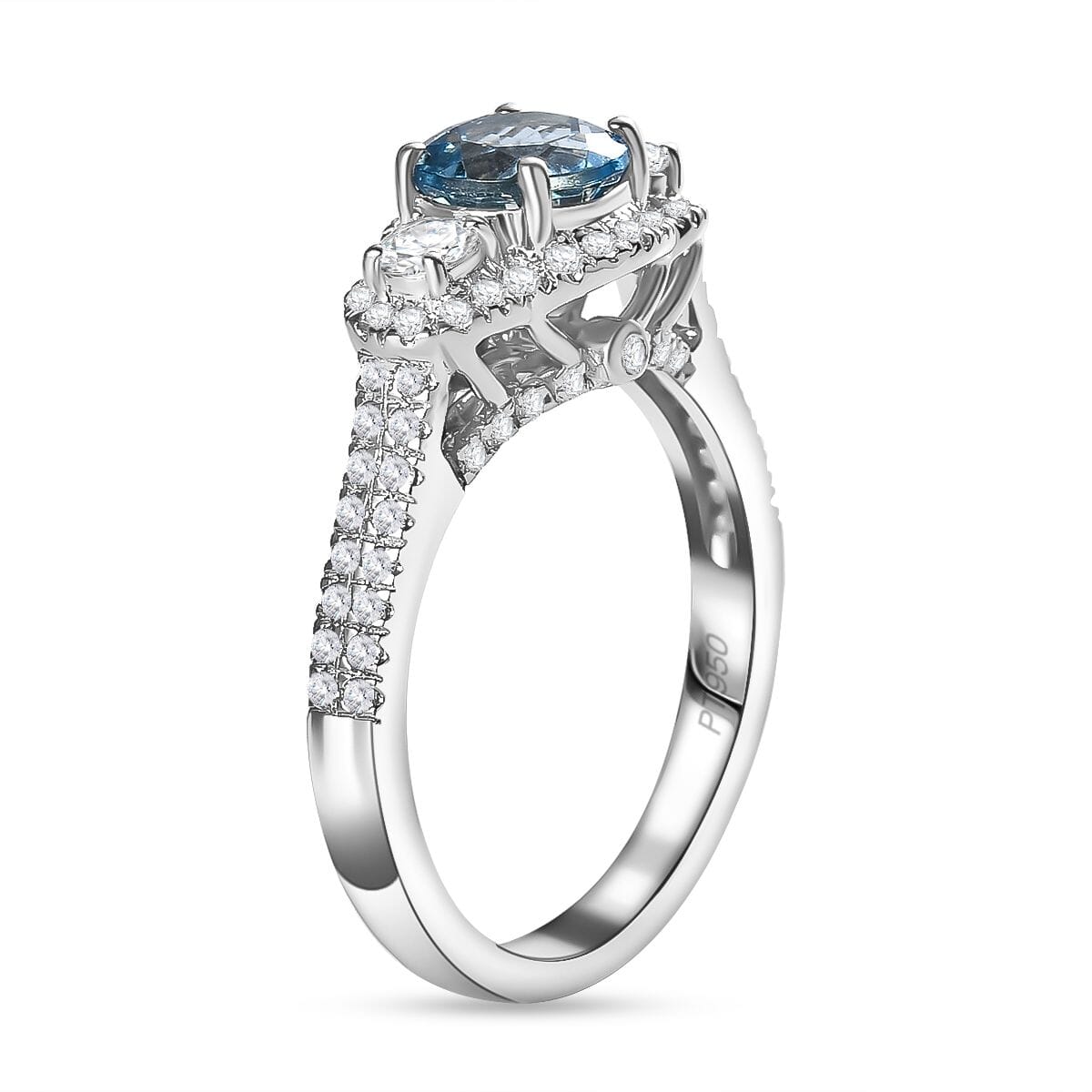 Certified & Appraised Rhapsody AAAA Santa Maria Aquamarine and E-F VS2 Diamond 1.48 ctw Ring in 950 Platinum (Size 8.0) 6.25 Gram image number 3