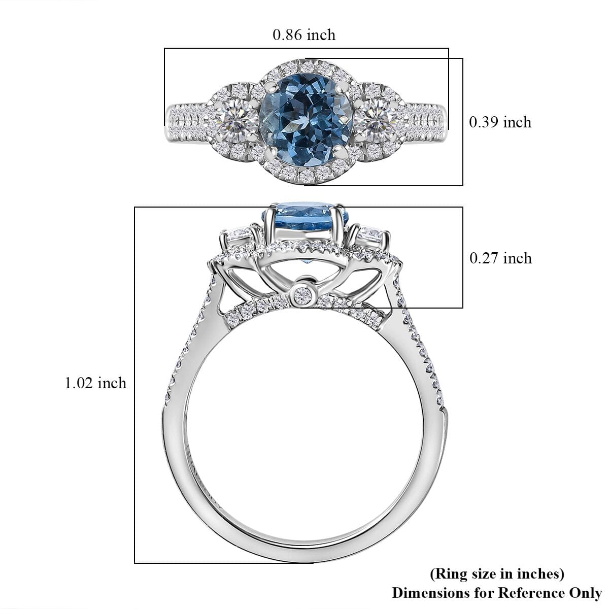 Certified & Appraised Rhapsody AAAA Santa Maria Aquamarine and E-F VS2 Diamond 1.48 ctw Ring in 950 Platinum (Size 8.0) 6.25 Gram image number 5