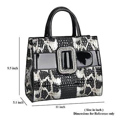 Black Leopard Embossed Pattern Faux Leather Crossbody Bag with 51 Inch Shoulder Strap