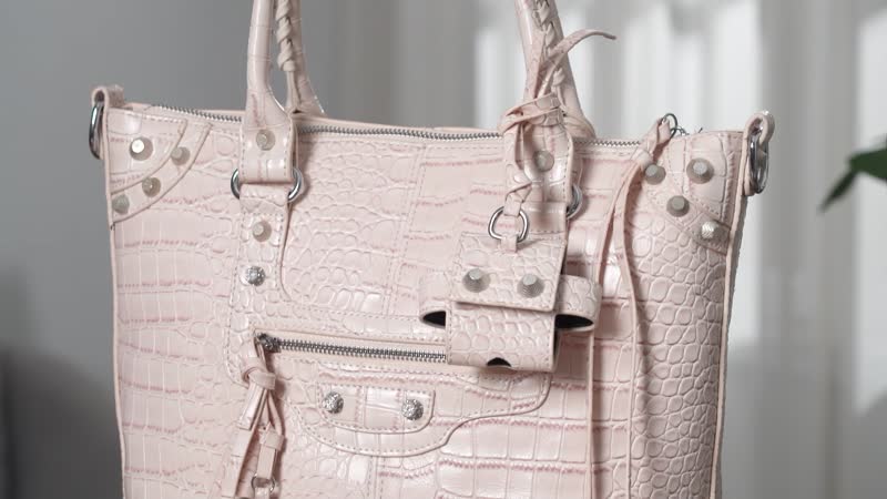 Off- White Crocodile Embossed Faux Leather Crossbody Bag (11.6"x4.5"x13.6") with (51") Long Shoulder Strap