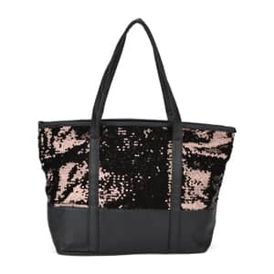 Doorbuster Radiant Bronze to Gold Sequin and Faux Leather Tote Bag