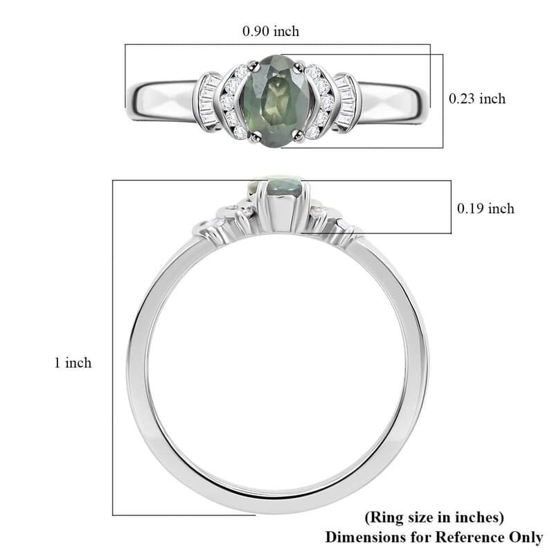 Luxoro AAA Narsipatnam Alexandrite and G-H I3 Diamond 0.90 ctw Ring in 14K White Gold (Size 10.0)