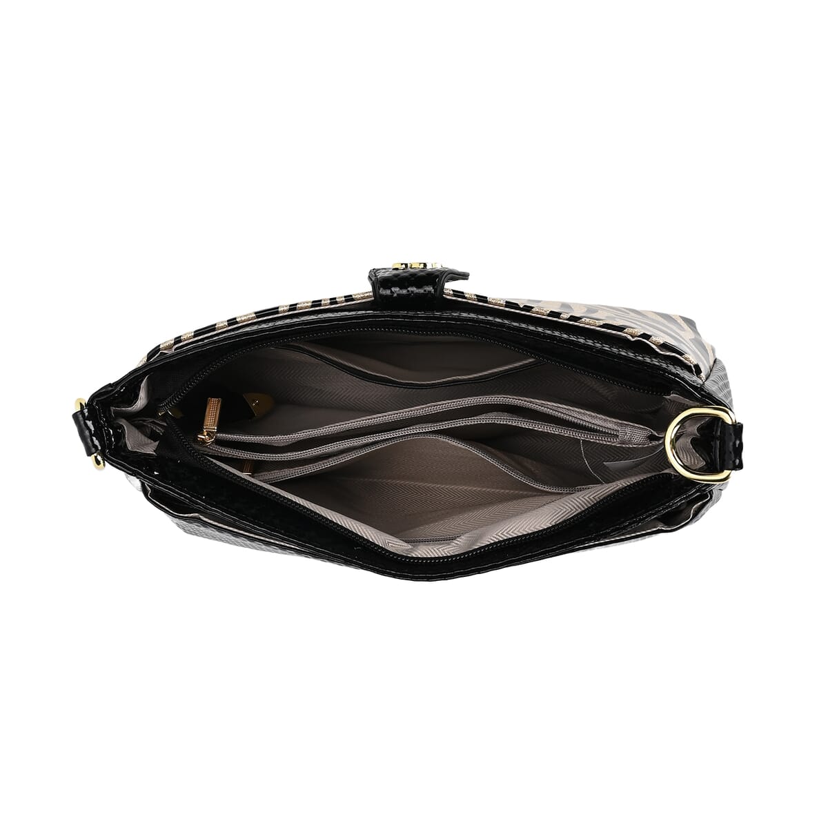 Black Zebra Pattern Faux Leather Crossbody Bag with Shoulder Strap image number 4