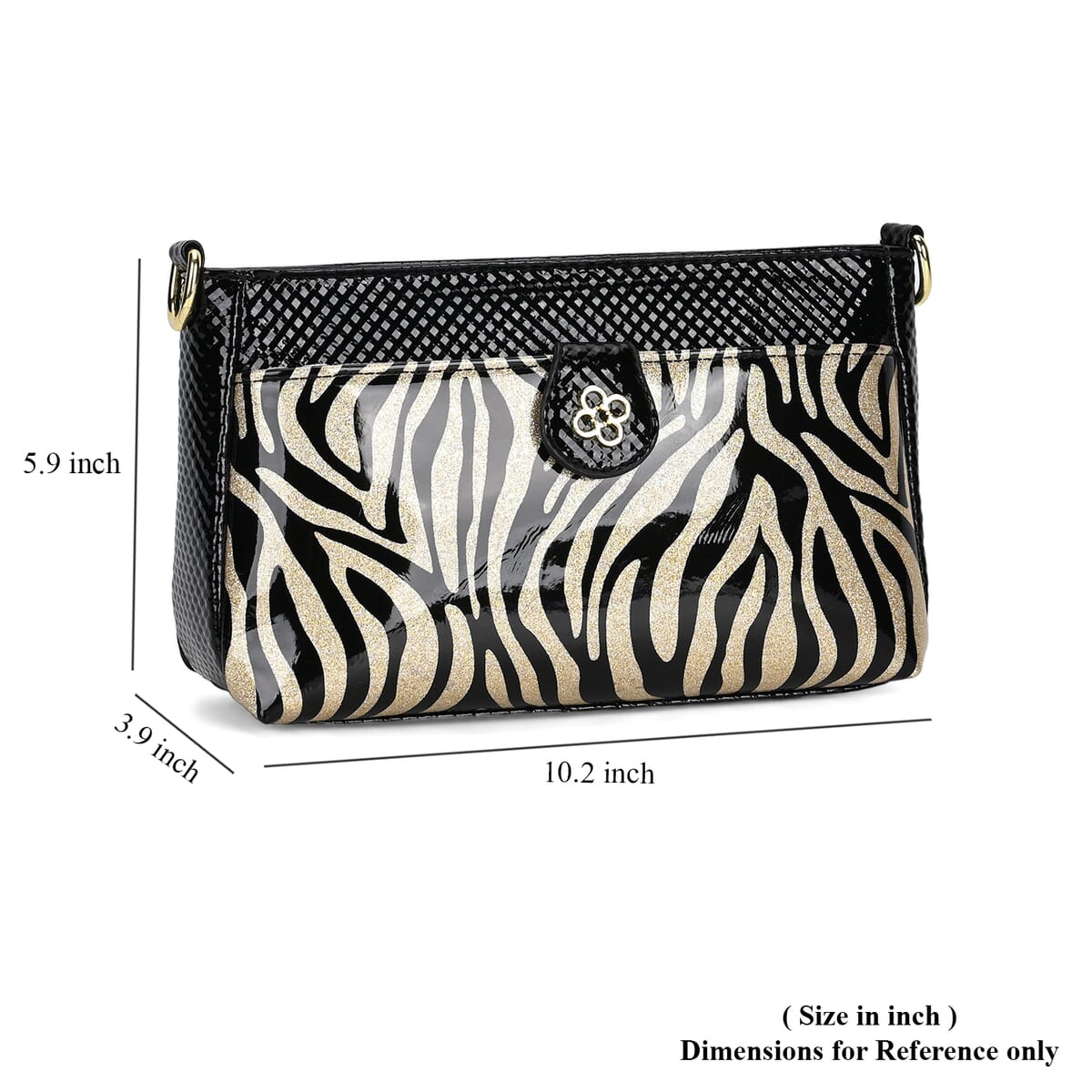 Black Zebra Pattern Faux Leather Crossbody Bag with Shoulder Strap image number 6