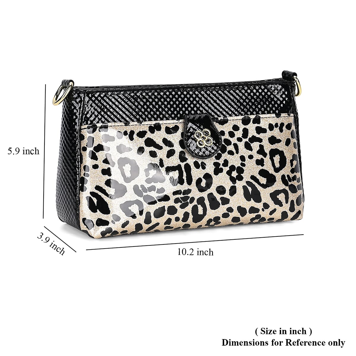 Black Leopard Pattern Faux Leather Crossbody Bag with Shoulder Strap image number 6