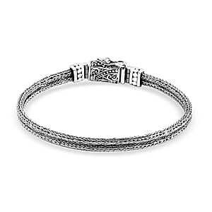 Doorbuster D'Joy Bali Legacy Double Row Tulang Naga with Butterfly Bracelet in Sterling Silver (6.50 In) 15.50 Grams