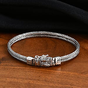 Doorbuster D'Joy Bali Legacy Double Row Tulang Naga with Butterfly Bracelet in Sterling Silver (6.50 In) 15.50 Grams