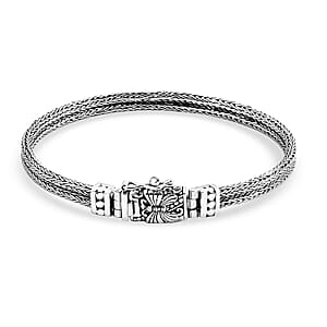 Doorbuster D'Joy Bali Legacy Double Row Tulang Naga with Butterfly Bracelet in Sterling Silver (6.50 In) 15.50 Grams
