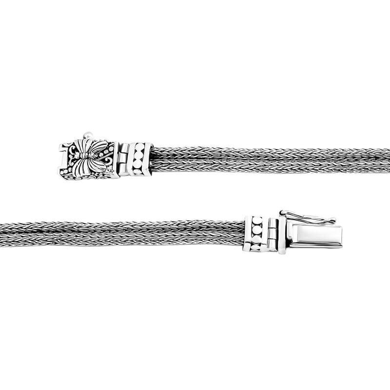 D'Joy Bali Legacy Double Row Tulang Naga with Butterfly Bracelet in Sterling Silver (6.50 In) 15.50 Grams
