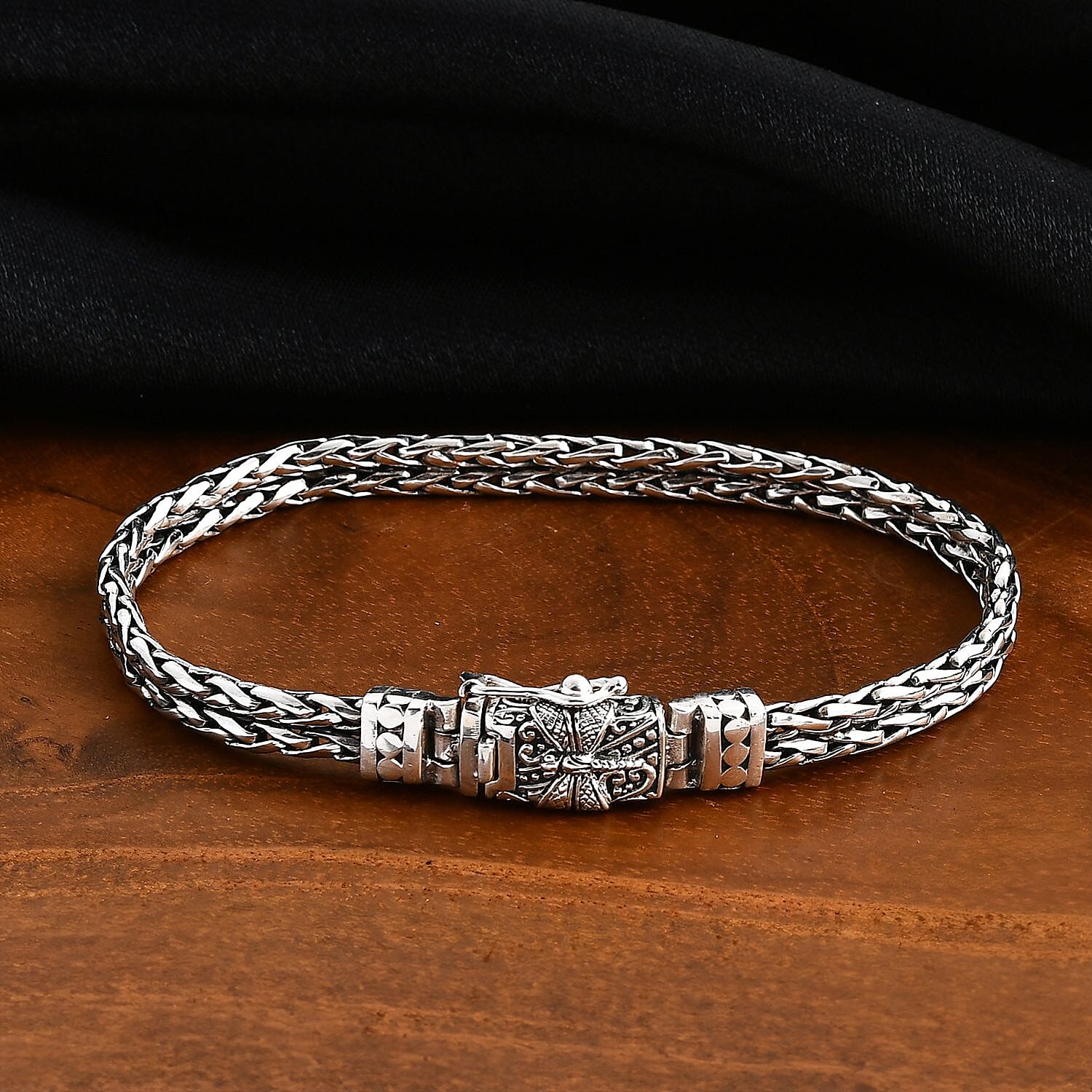  D'Joy Bali Legacy Double Row Padian with Dragonfly Bracelet in Sterling Silver (6.50 In) 16.30 Grams