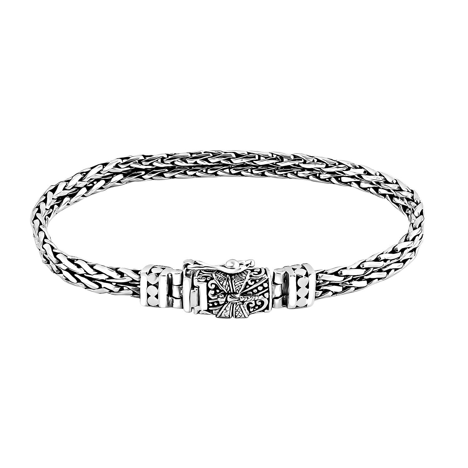  D'Joy Bali Legacy Double Row Padian with Dragonfly Bracelet in Sterling Silver (6.50 In) 16.30 Grams