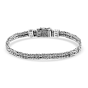  D'Joy Bali Legacy Double Row Borobudur with Eagle Bracelet in Sterling Silver (6.50 In) 18.85 Grams
