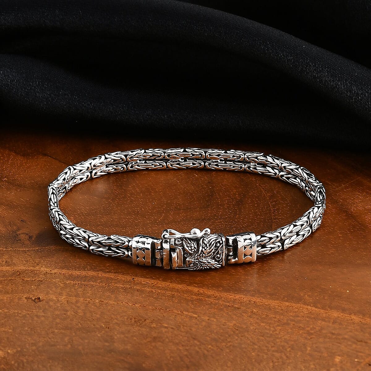  D'Joy Bali Legacy Double Row Borobudur with Eagle Bracelet in Sterling Silver (6.50 In) 18.85 Grams image number 1