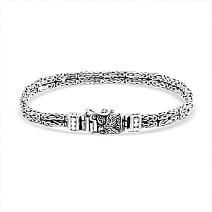  D'Joy Bali Legacy Double Row Borobudur with Eagle Bracelet in Sterling Silver (6.50 In) 18.85 Grams