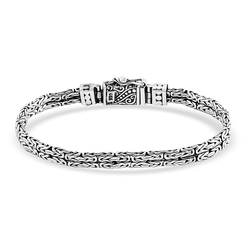 D'Joy Bali Legacy Double Row Borobudur with Eagle Bracelet in Sterling Silver (7.25 In) 20.85 Grams