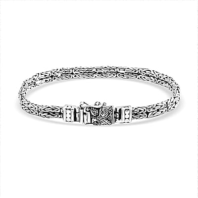 D'Joy Bali Legacy Double Row Borobudur with Eagle Bracelet in Sterling Silver (7.25 In) 20.85 Grams