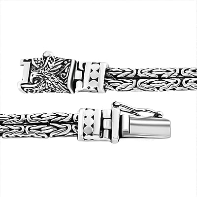 D'Joy Bali Legacy Double Row Borobudur with Eagle Bracelet in Sterling Silver (7.25 In) 20.85 Grams