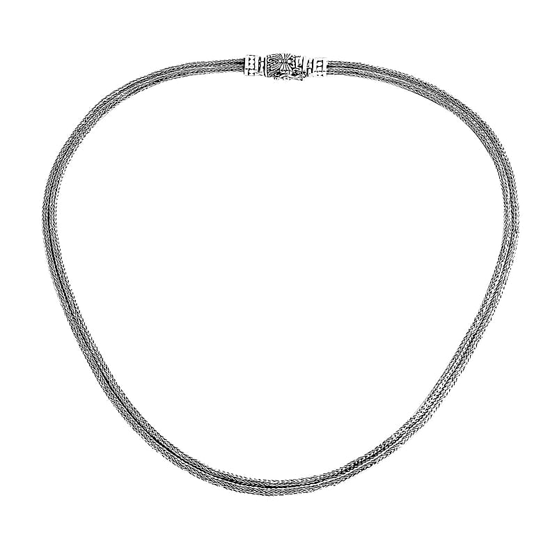 D'Joy Bali Legacy Double Row Tulang Naga with Butterfly Necklace in Sterling Silver 34.50 Grams 20 Inches