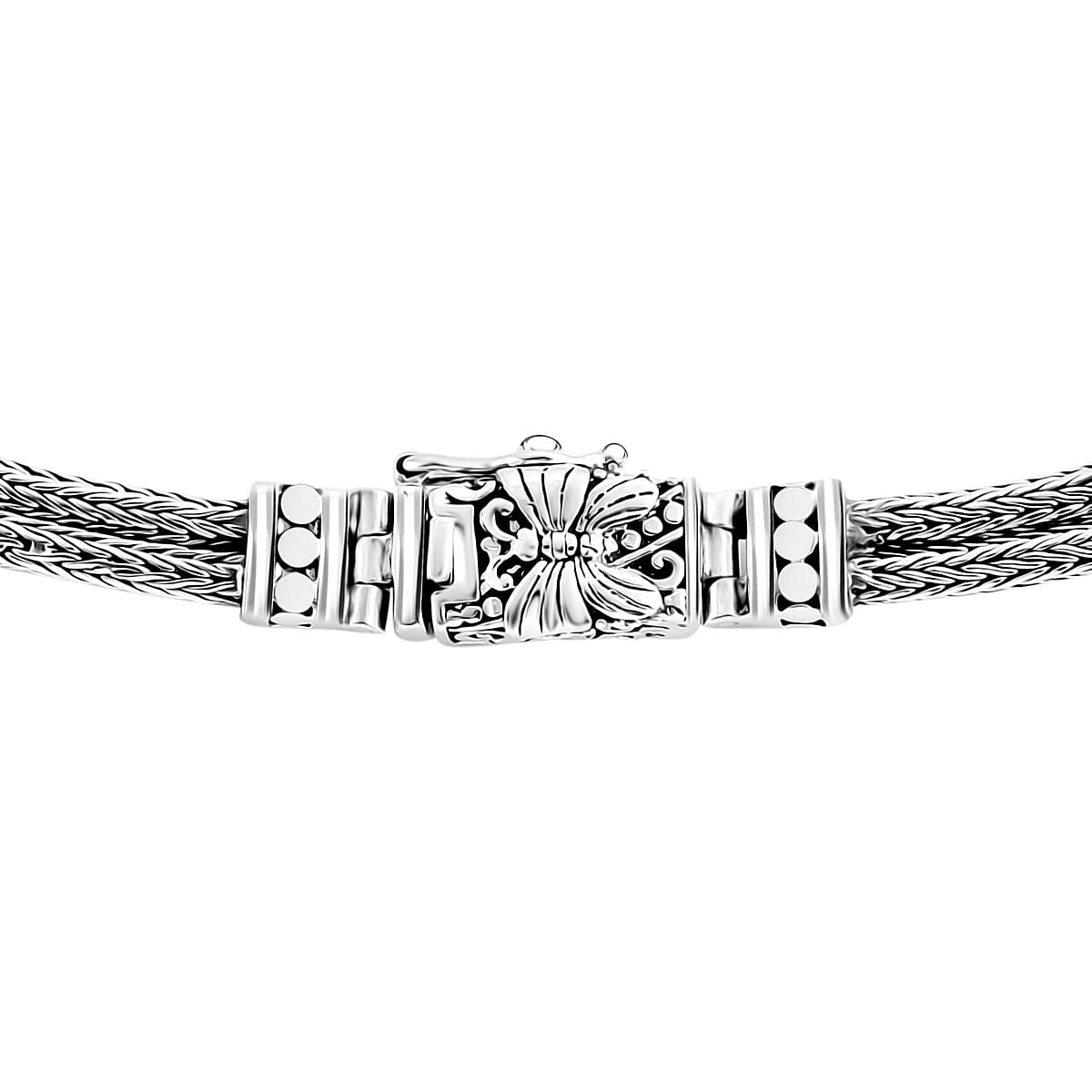 Doorbuster D'Joy Bali Legacy Double Row Tulang Naga with Butterfly Necklace in Sterling Silver 34.50 Grams 20 Inches image number 3