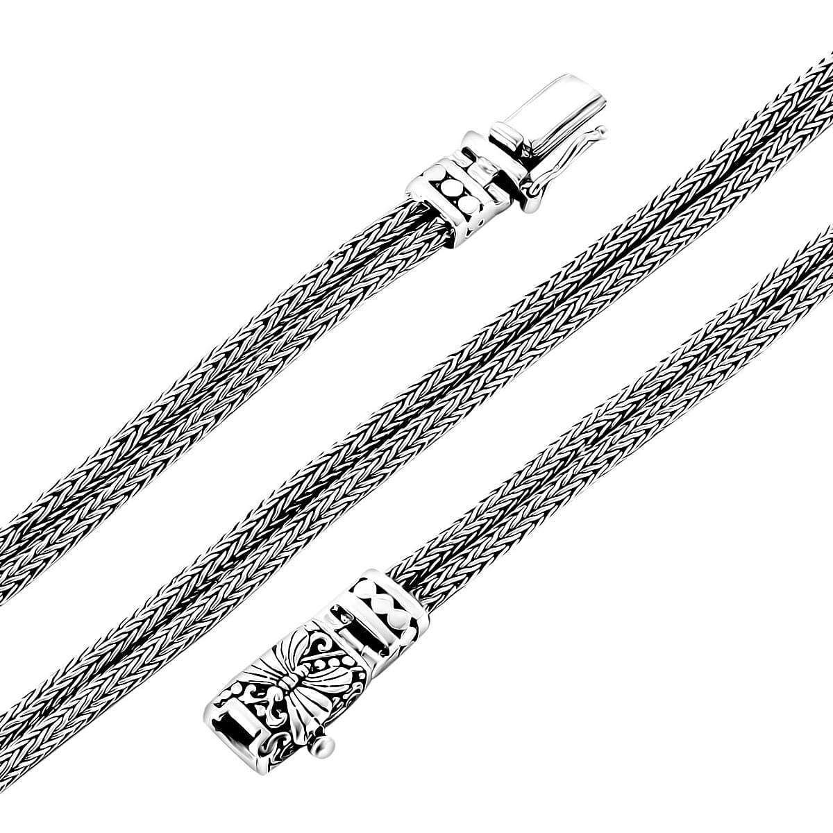 Doorbuster D'Joy Bali Legacy Double Row Tulang Naga with Butterfly Necklace in Sterling Silver 34.50 Grams 20 Inches image number 4