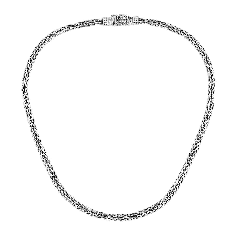 Bali Legacy Double Row Padian with Dragonfly Necklace in Sterling Silver 38.40 Grams 20 Inches