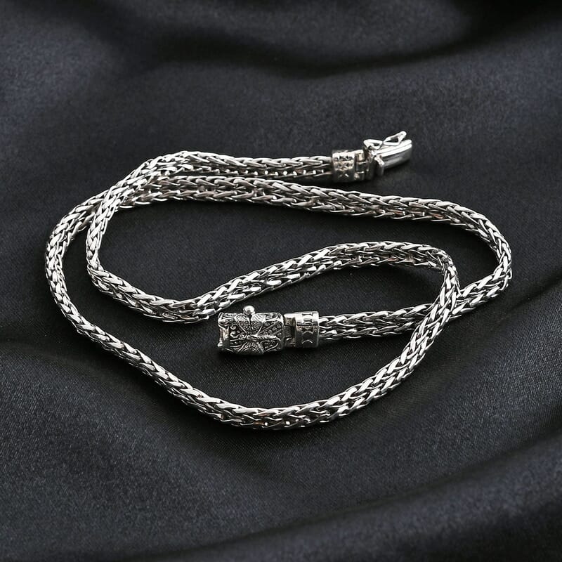Bali Legacy Double Row Padian with Dragonfly Necklace in Sterling Silver 38.40 Grams 20 Inches
